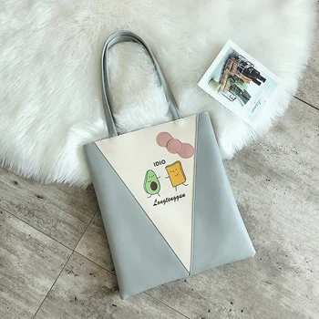 

New fashion simple shoulder bag female wild handbag cartoon printing student bag