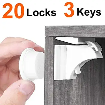 

20 Locks Plus 3 Keys Safety Lock Cabinet Drawer Locks Set Children Protection Hidden Lockup Kids Security Home Accessories