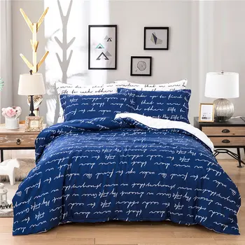 

3 Pcs Bedding Sets Brief Letter Printed Duvet Cover Set King Queen Full Size Pillow Cases Quilt Cover Bedroom Bedding Bed Linen