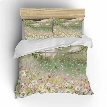 

Farm Floral Bedding Set Bedroom Decor 100% Microfiber Soft Hypoallergenic Zipper 1PC Duvet Cover with Pillowcases