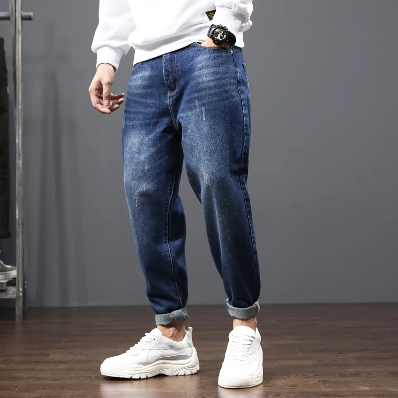 Korean Style Fashion Men Jeans Dark Blue Loose Fit Denim Harem Pants Hombre Vintage Designer Wide Leg Trousers Hip Hop Jeans Men Korean Style Fashion Men Jeans Dark Blue Loose Fit Denim Harem Pants Hombre Vintage Designer Wide Leg Trousers Hip Hop Jeans Men