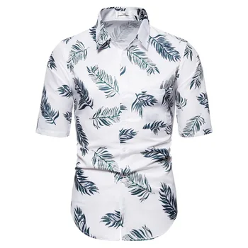 

Men Shirt Beach Style Summer Men's Shirt Plus Size Hawaiian Print Short Sleeve Tops Casual Men Sports Beach Quick Dry Shirts