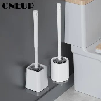

ONEUP TPR Toilet Brush With Holder Set Silicone Bathroom Cleaning Brush For Toilet WC Bathroom Accessories Set Household Handle