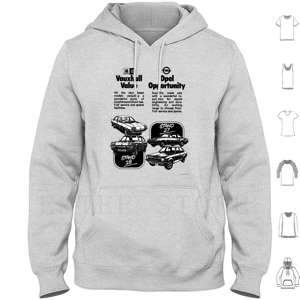Vauxhall / Opel Range Felpe Con Cappuccio Manica Lunga Vauxhall Chevette Cavalier Opel Kadett Ascona Auto Classic Classic