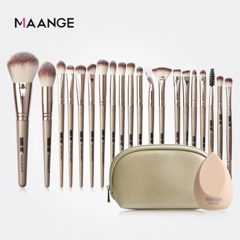 

MAANGE Pro 12/20 pcs Makeup brushes set + Bag + Sponge Beauty Powder Foundation Eyeshadow Make up Brush With Natural Hair