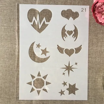

A4 29cm Love Heart Moon Star Sun DIY Layering Stencils Wall Painting Scrapbook Coloring Embossing Album Decorative Template