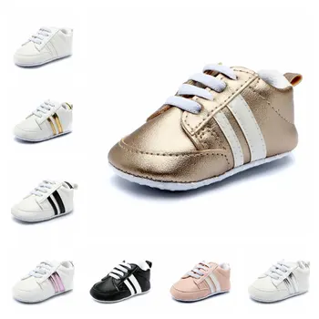 

Baby Shoes Pu Leather Shoes Sports Sneakers Newborn Baby Boys Girls Stripe Pattern Shoes Infant Toddler Soft Anti-slip Shoes