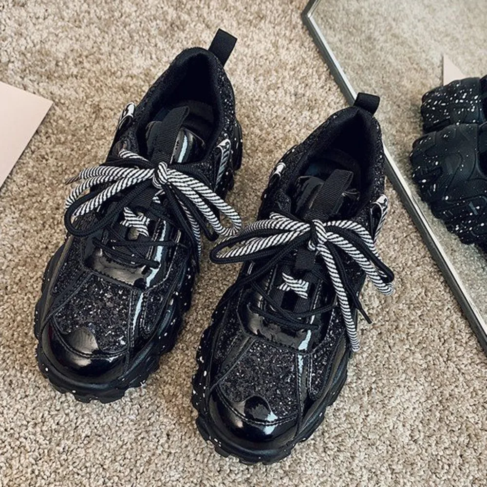 

Chunky Platform Women INS Sneakers Fashion Black Red Casual Old Dad Shoes Tennis Female Running Vulcanized Shoes Woman 6cm