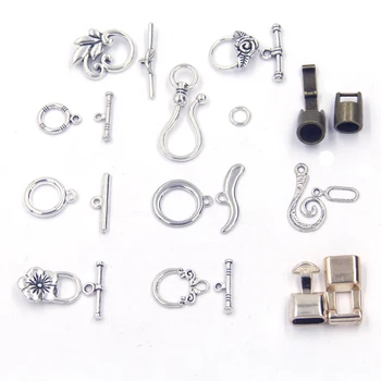 

50Sets Toggle Clasp End Clasps Connectors Hooks Flower Swirl Fastener For Bracelet Jewelry Making Diy Accessories Bulk Zinc BBC