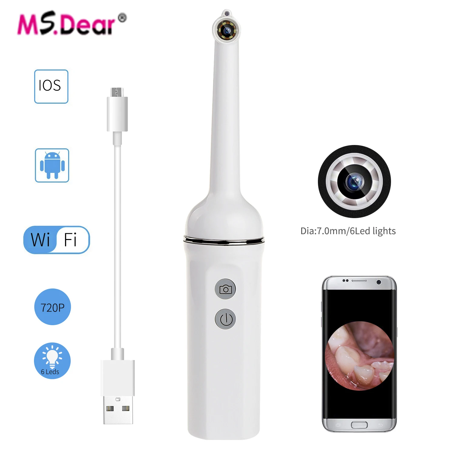 Беспроводной Wi-Fi стоматологический эндоскоп стоматологическая камера 1080p HD