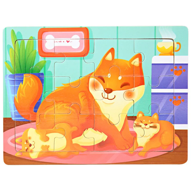 2D-12P-QTQ-1 Монтессори горячая распродажа 1 шт. 12 ломтиков маленькие детские игрушки-головоломки животные деревянные пазлы детские развивающие игрушки для малышей - Цвет: 2D-12P-QTQ-1