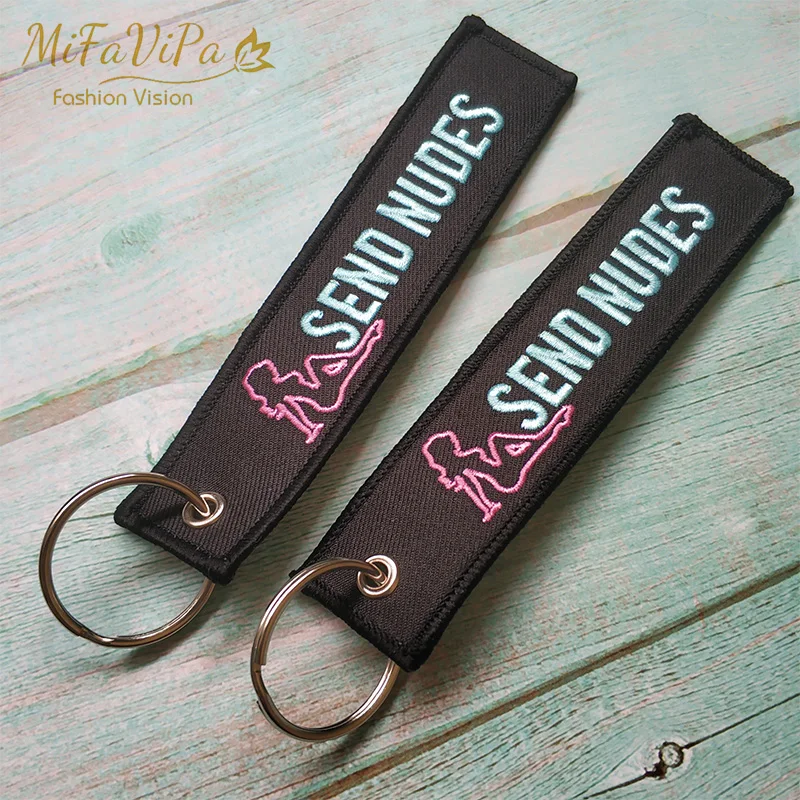 MiFaViPa Fashion Trinket Keychain Send nudes Embroidery Key Chains llavero for Motorcycle Lover Wholesale Trinkets Drop Shipping (6)