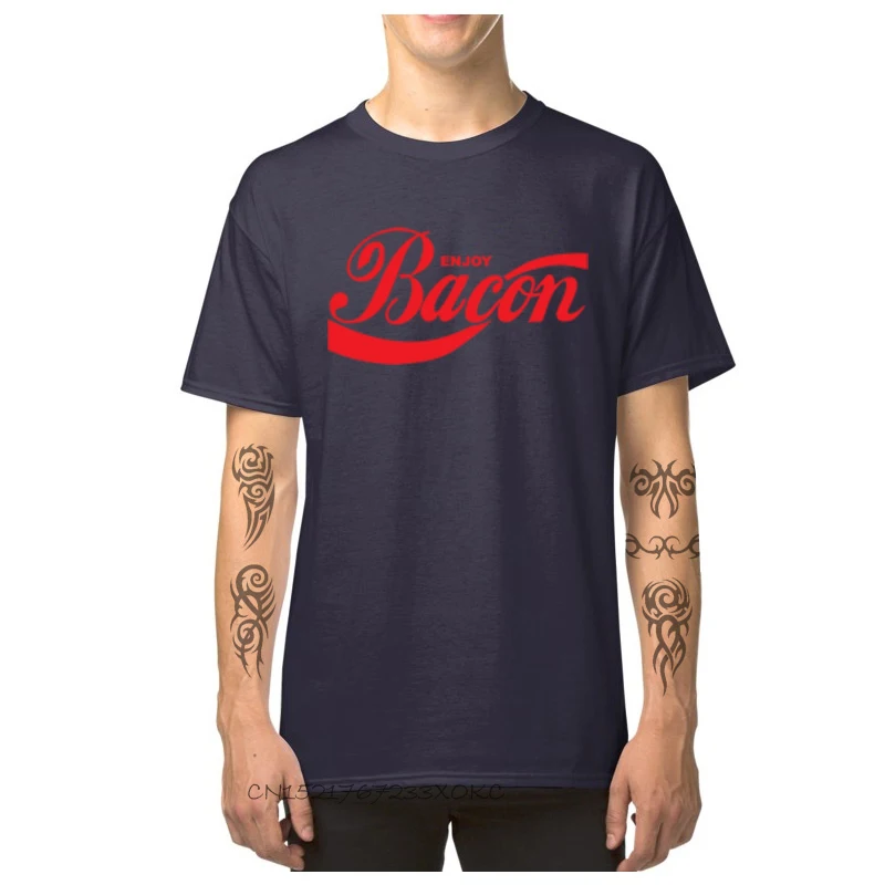 Casual Enjoy Bacon-1137 T Shirt for Boys New Design Summer Fall Round Collar Pure Cotton Short Sleeve T Shirt Clothing Shirt Enjoy Bacon-1137 navy
