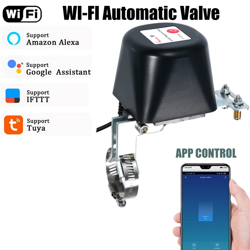 WiFi Auto Control Gas/Water Valve For Tuya App Remote Control Vioce Control Via Alexa Echo Google