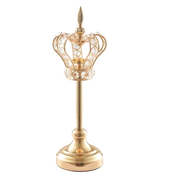 

High Stand Tealight Candle Holder Stand Golden Crown Wedding Home Decoration for Flame LED Candle HFing