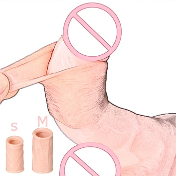 2pcs Protect Foreskin Ring Penis Extender Sleeve Condom Cock Ring Prostate Massage Male Chastity Intimate Goods Sex Toys For Men 1