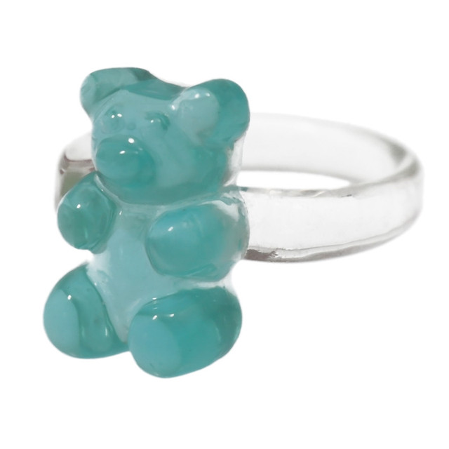 Transparent Bear Rings for Women Trendy Colorful Resin Finger Rings Wholesale Jewelry Girls Party Gifts