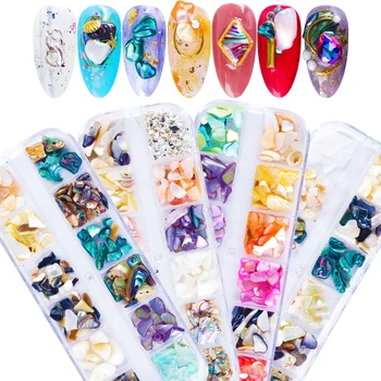 

3D Noble Irregular Abalone Nail Art Decorations Colorful Slice Nail Gems Charm UV Gel Nail Art Stone Jewelry Manicure LERB01-04