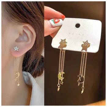 

KISS ME Newest Shiny Crystal Star Moon Earrings Charming Earrings for Women 2020 Fashion Jewelry Brincos