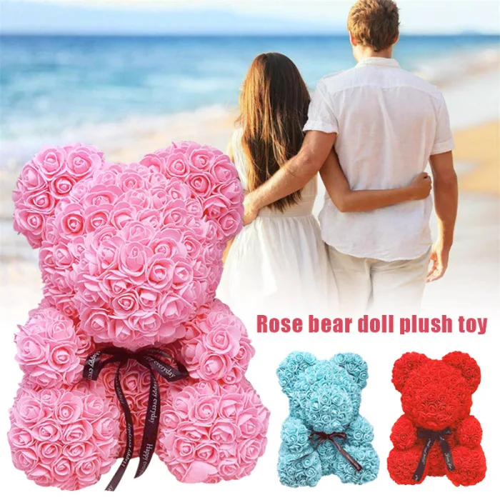 Искусственный цветок розы медведь игрушка женщины девушка Рождество День святого Валентина подарки Домашний декор TUE88