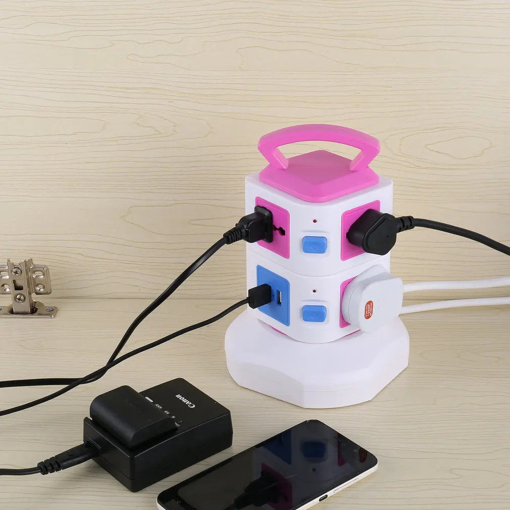 Вертикальный многоразъемный двухслойный с двойным usb-зарядным устройством интеллектуальная розетка штепсельная вилка Великобритании защита от перегрузки светодиодный дисплей