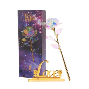 

Gold Plated Rose 24K Dipped Flower Love Gift Decor Valentine's Day Gift 24K Colorful Golden LED Decorative Rose
