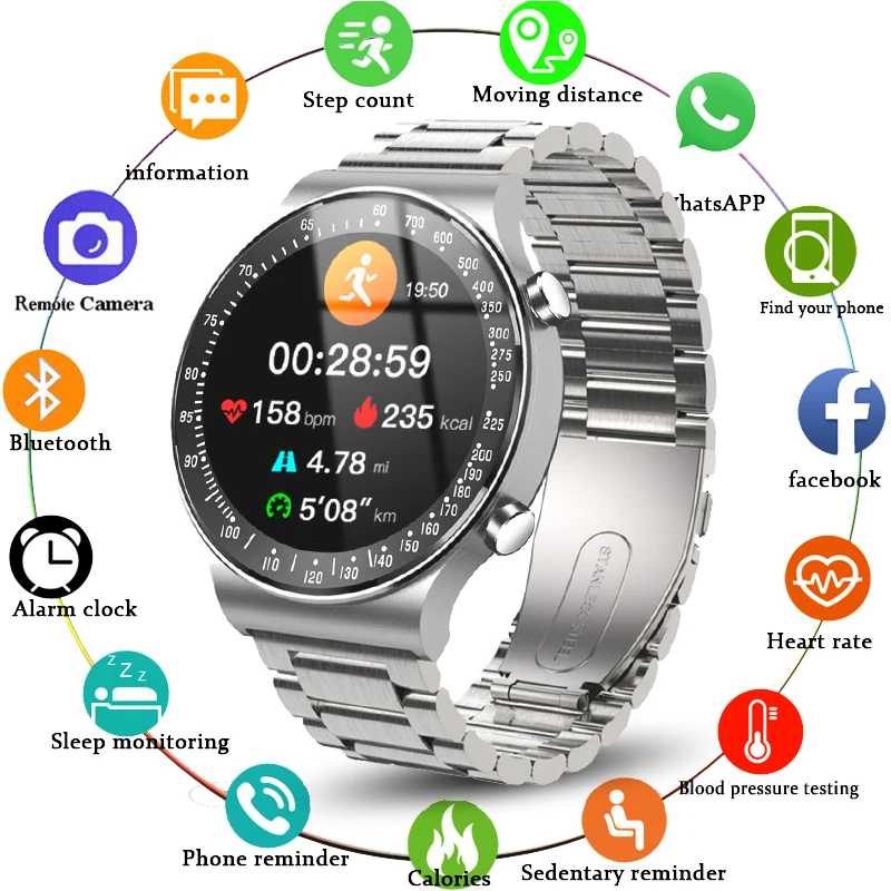 

LIGE New Smart Watch Men Bluetooth Call Full Touch Music Playlack Smartwatch Men Heart Rate Multi-Mode Sport Watches Smart Clock