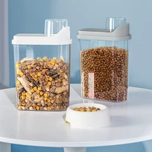 

1PC Plastic Storage Box With Measuring Cup Kitchen Food Container Transparent Bulk Cereals Jars Spice Cans Grains Organizer