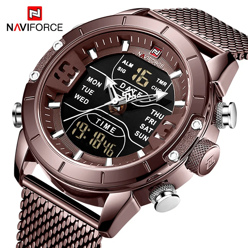 Часы наручные NAVIFORCE Мужские кварцевые в стиле милитари роскошные спортивные