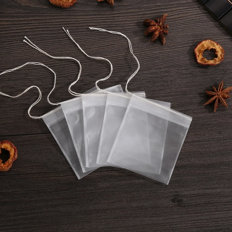 Transparent Nylon Teabags Empty Tea Bags Disposable Nylon Tea Bags with String Heal Seal Filter Bag for Spice Herb Loose disposable tea bags disposable tea filter bags