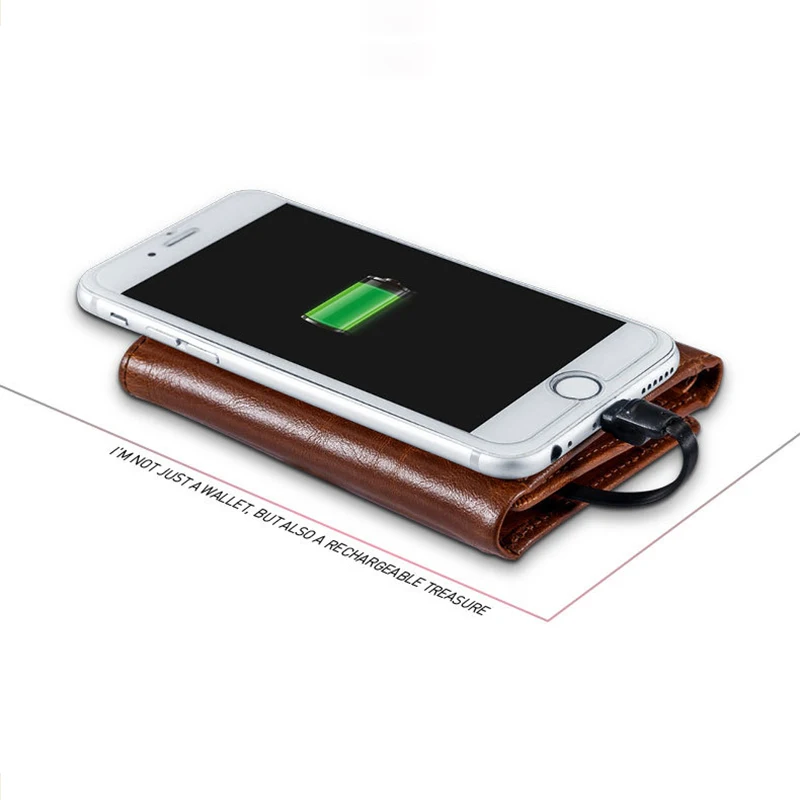 Мужской женский Умный кошелек с USB для кошелек для зарядчика с Ipone Android Емкостью 4000 мАч для экономии денег