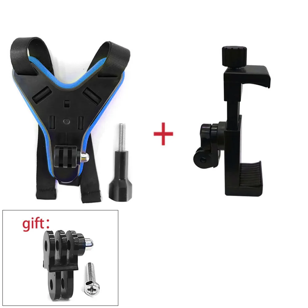 for pocket-blue TUYU полный шлем подбородка для терефона маркой GoPro Hero 8/7/6/5 SJCAM мотоциклетный шлем подбородка стенд для GoPro 6/5 Камера аксессуар - Цвет: for pocket-blue