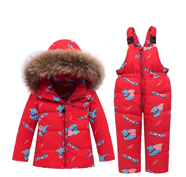 Теплая зимняя куртка-пуховик для температуры до-30 градусов комплекты одежды для детей пуховое пальто для маленьких мальчиков+ комбинезон, детский зимний комбинезон для девочек, От 1 до 5 лет