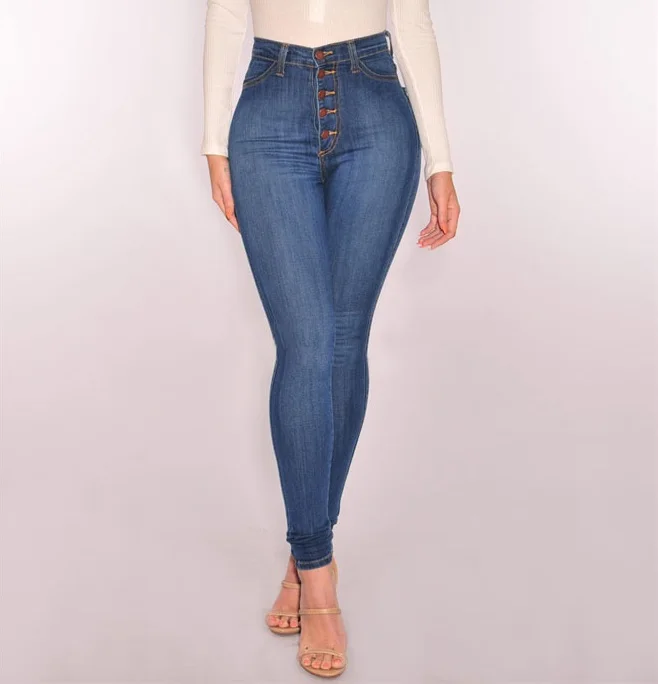 Jeans woman Plus Size High Waist Stretch Slim Five Button Jeans Women 2020