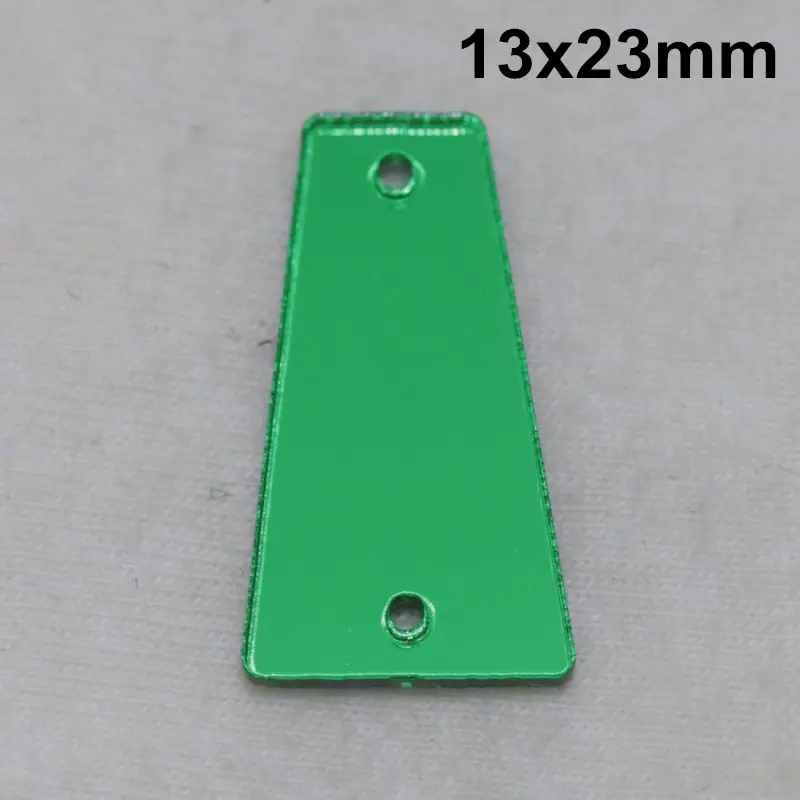 Зеленые акриловые зеркальные пришивные стразы DIY Flatback зеркальные акриловые пришивные стразы с отверстиями для шитья - Цвет: A15-13x23