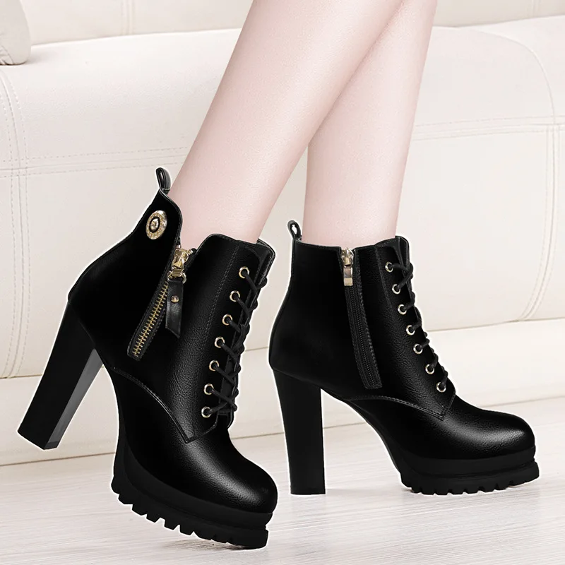 

Martin Boots Women's British-Style Chunky-Heel Short Boots Autumn & Winter 2019 New Style Women's Winter Wear Leather Boot WOMEN