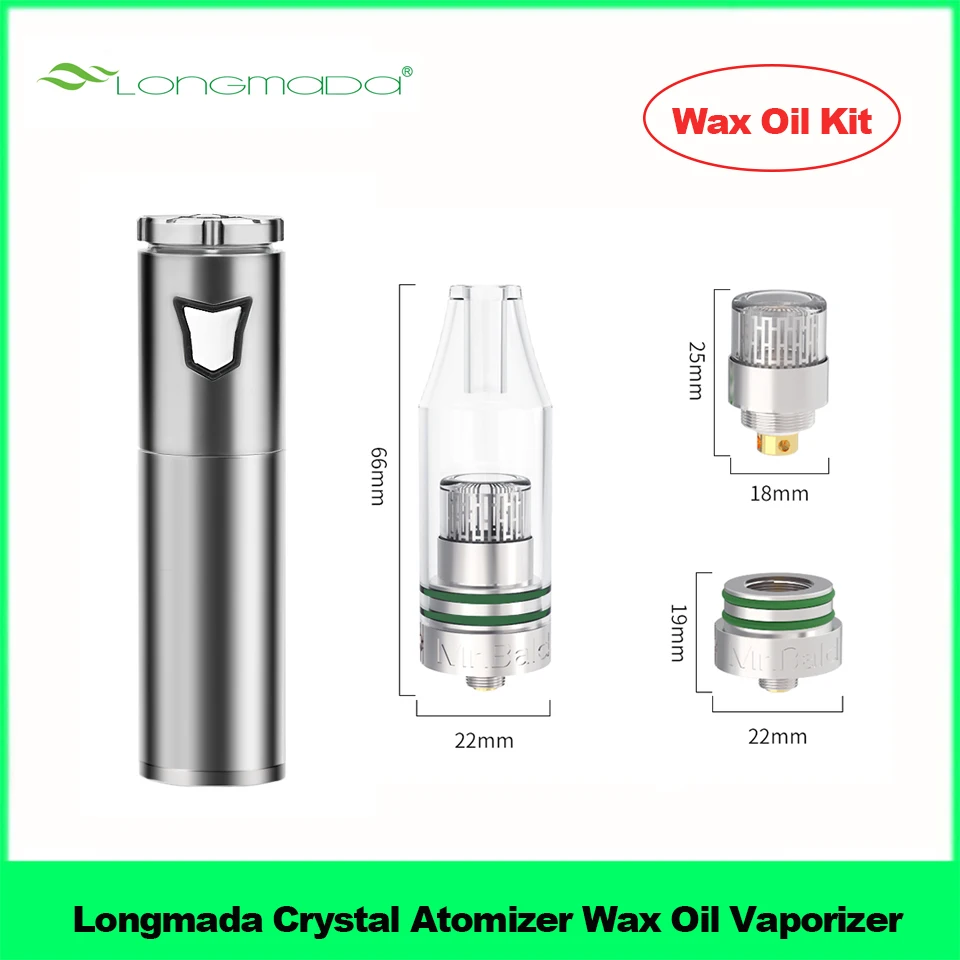 

Hot Longmada Wax Oil Vaporizer Vape Kit 1300mAh Trunk Battery Crystal Atomizer Fence Heating System Wax Oil Quartz Chamber Tank