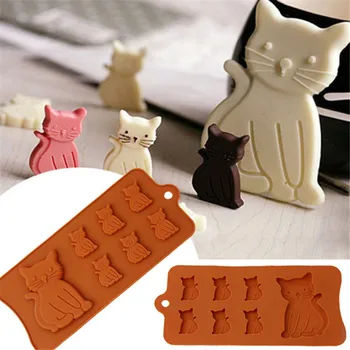 

3D Cute Cat Kitten From 7 Cavity Silicone Molds for Sugar Fondant Soap Gum Paste Chocolate Kitchen Pastry Baking Accessories