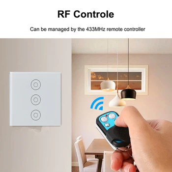 

WiFi Smart Switch Remote Control RF433 1-3 Glass Panel Touch Light Switch EU Smart Life Tuya Works With Alexa Echo Google Home