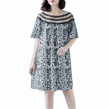 

women dots print mini Party dress pleated Short sleeve Sexy mesh Dress female casual straight dresses chic vestido Plus Size 5XL