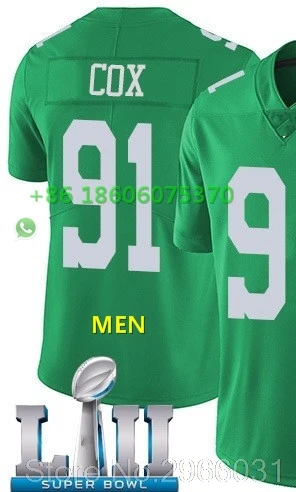 For men Супер патч A+++ Качественная мужская футболка для взрослых 86 Zach Ertz 91 fletcher cox 11 carson wentz 9 Nick Foles bowl Philadelphia - Цвет: For men