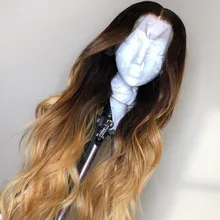 13*4 Омбре T4/27 объемный волнистый парик фронта шнурка человеческих волос парики бразильские волосы remy Pe-prucked парик шнурка нагрудник волос