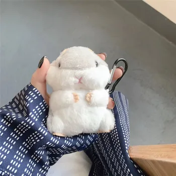 

Fluffy Hamster Wireless Earphone Case For AirPods 1 For Apple Air Pods 2 Cover Earpods Protector Accessories With Hook
