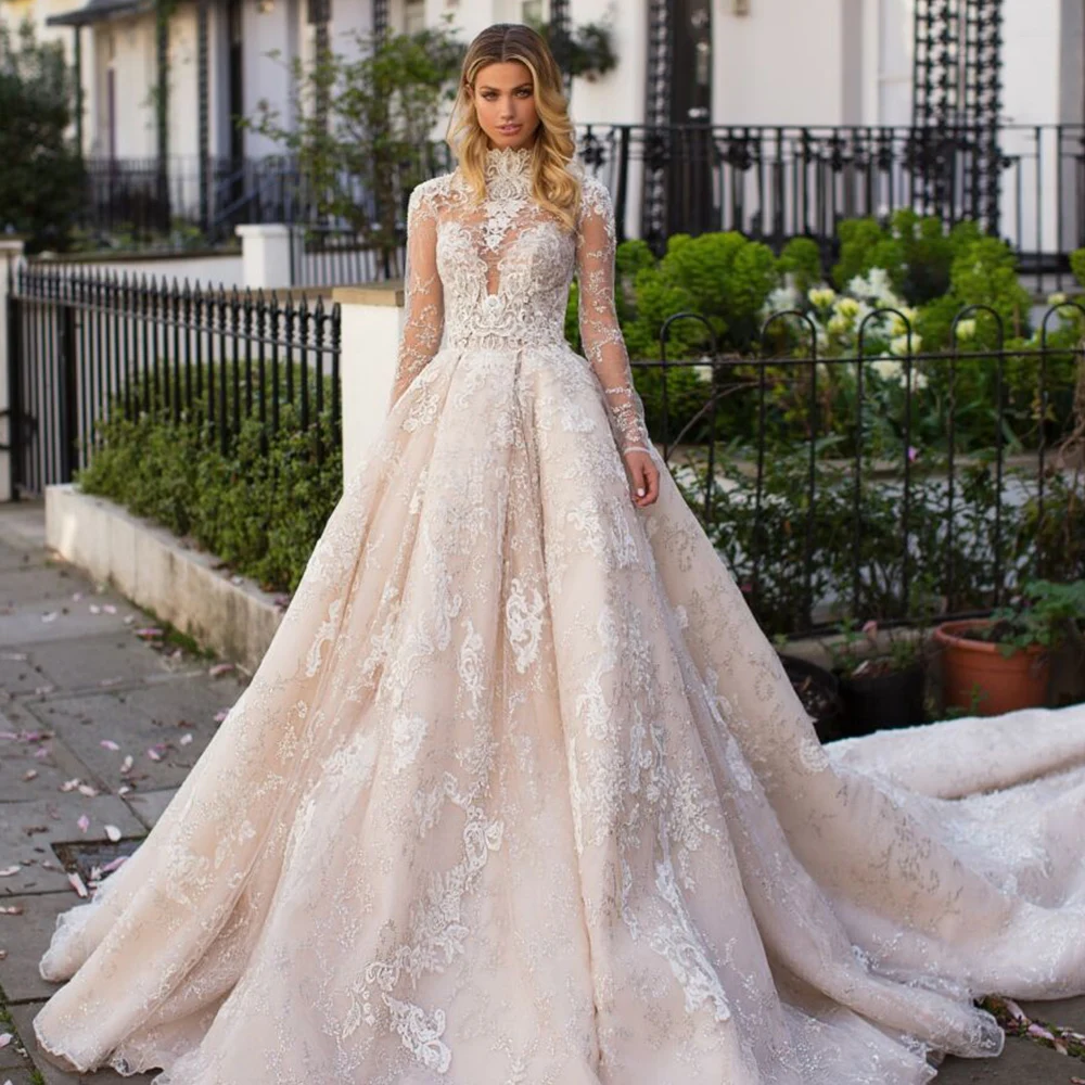 

Vestido de Novia Long Sleeve Ball Gown Wedding Dresses with Detachable Corset Beading Appliques Vintage Robe de Mariage