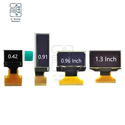 Display lcd oled, módulo de exibição de 0, 42 polegadas, 0, 91 polegadas, 0.96 polegadas, 1.3 polegadas, módulo oled para arduino, azul e branco