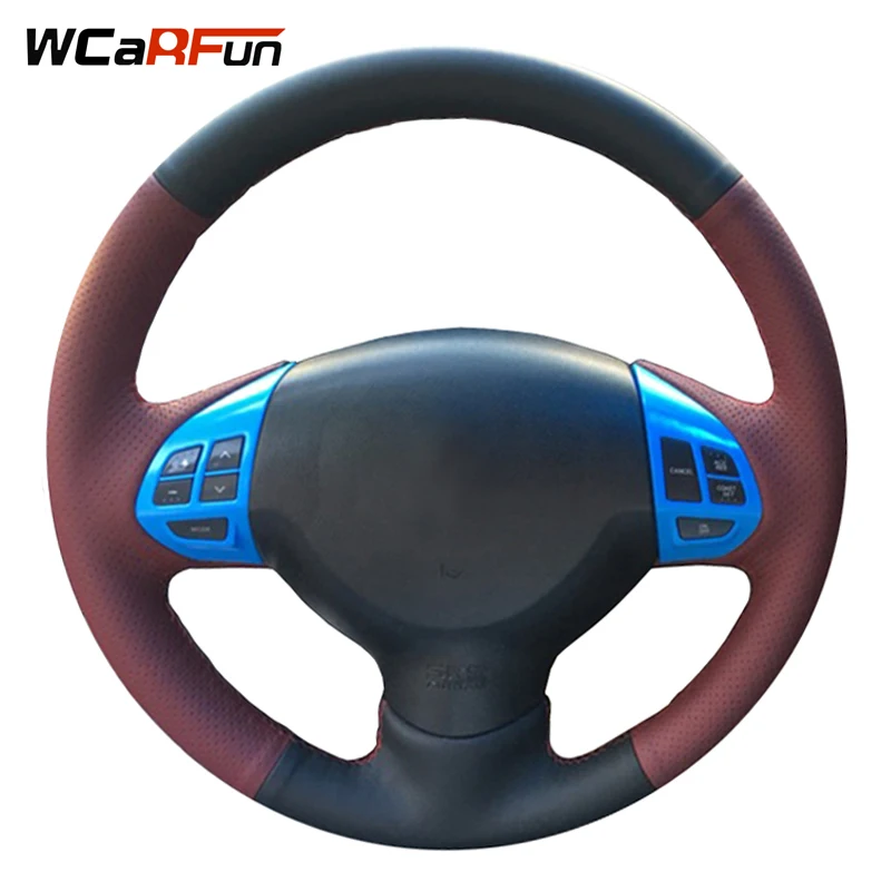 WCaRFun DIY автомобильный чехол рулевого колеса автомобиля из натуральной кожи для