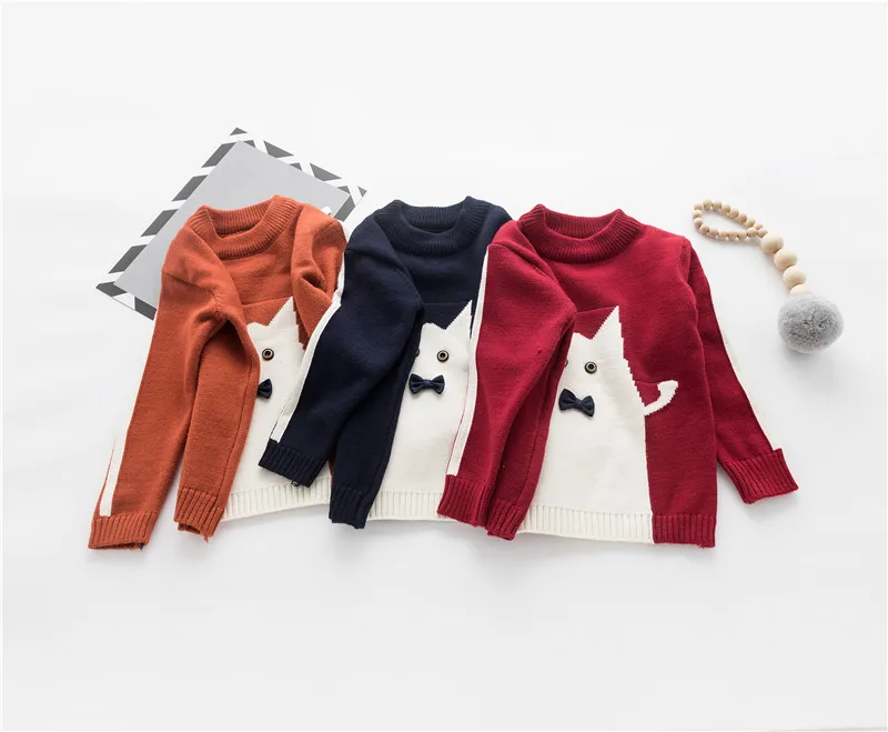 Коллекция года, милые детские свитера для маленьких девочек и мальчиков, мультяшный джемпер с длинными рукавами, вязаный пуловер мягкий теплый свитер из Джерси для детей возрастом от 1 года до 4 лет