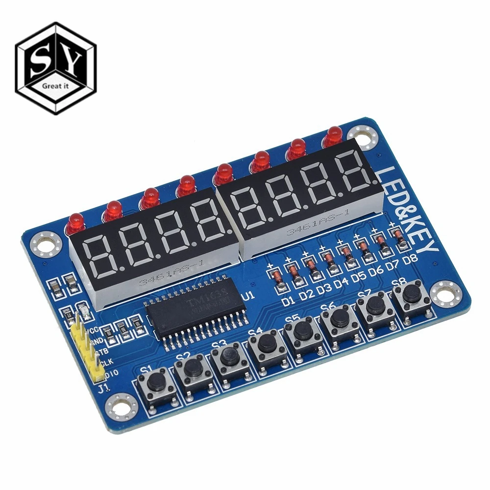 Модуль Great IT TM1638 модуль с ключевым дисплеем для AVR Arduino новая 8-битная светодиодный