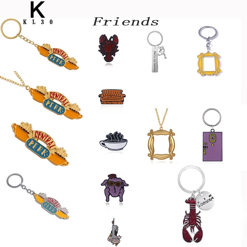 Friends TV Shows Accessories Keychain Gold Photo Frame Lobster Metal