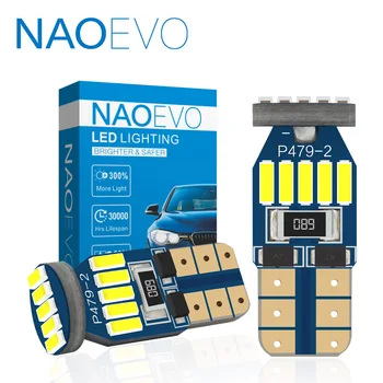 

NAOEVO T10 W5W 12V LED 1.3W 5W5 Car Lights 12V 15SMD 4014 Chip 194 Auto Marker Interior Light White 6000K Clearance Dome Lamp